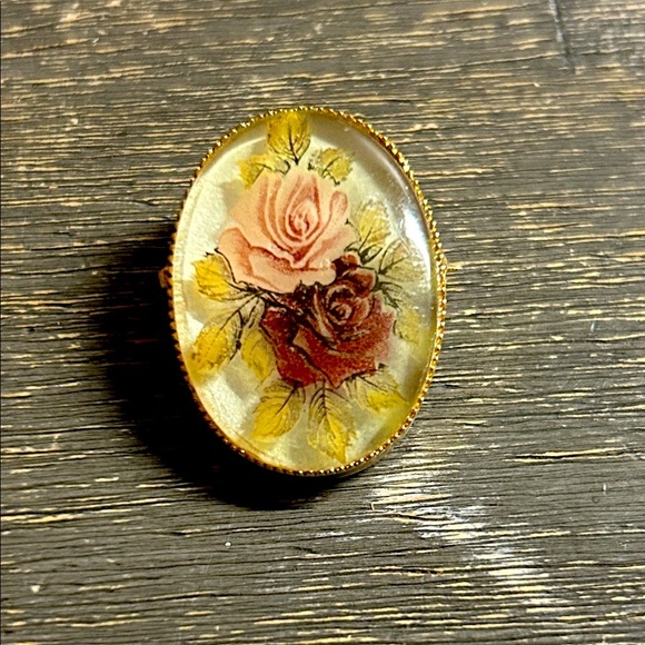 Vintage Victorian Cottage Style Floral Brooch with Roses - Picture 1 of 4